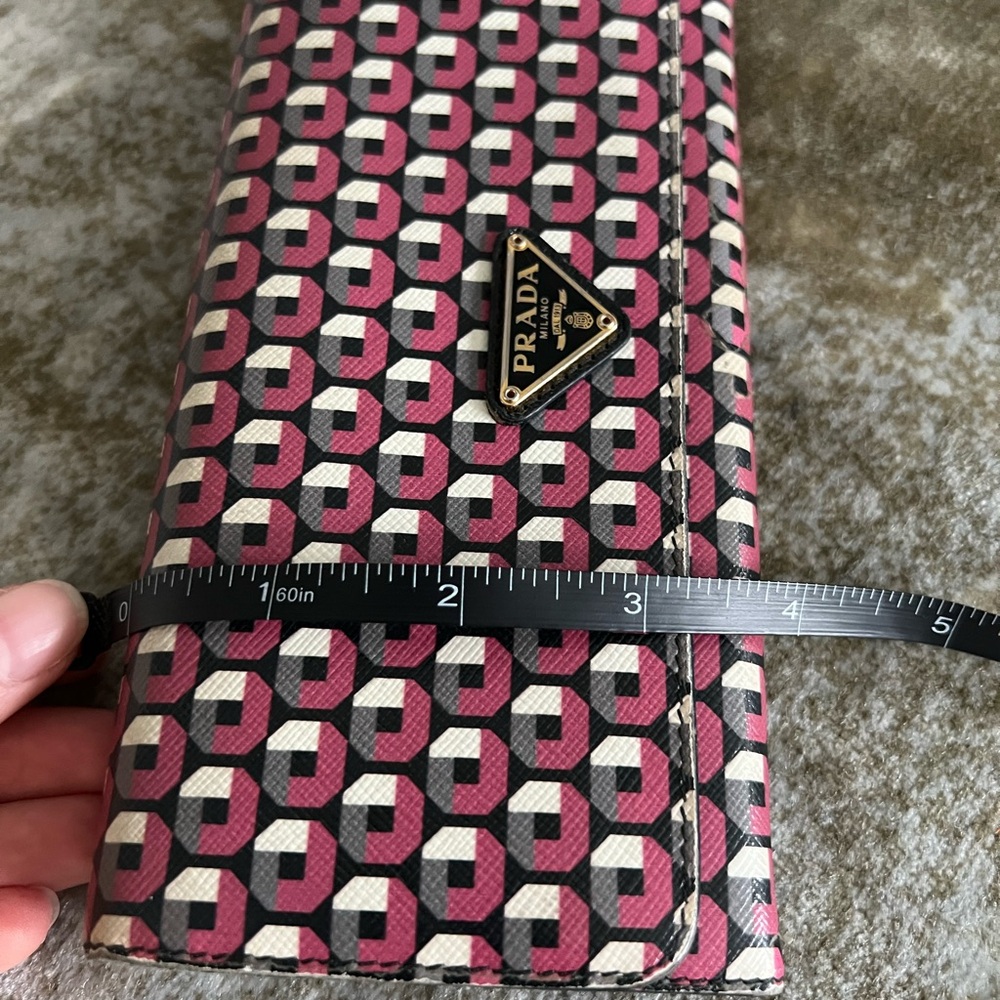Prada Pink and Black Geometric Wallet Authentic Long Wallet - Picture 14 of 15
